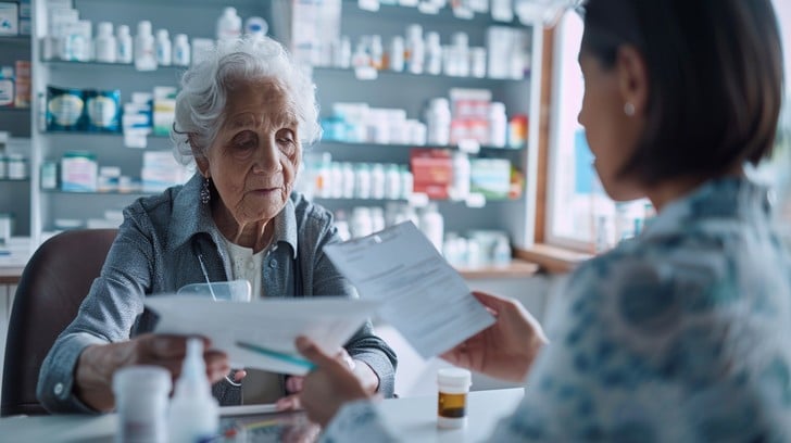 Senior woman discussing medications