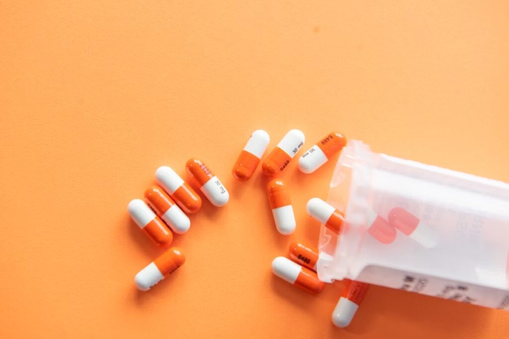 A bottle with capsules