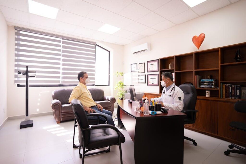 Medicare beneficiary meeting with a healthcare advisor to review Medicare coverage options after a Medicare Advantage plan discontinuation